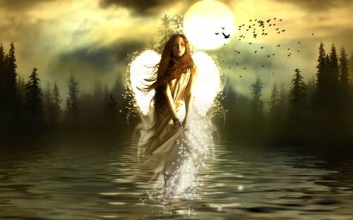 Девушка-ангел над водой