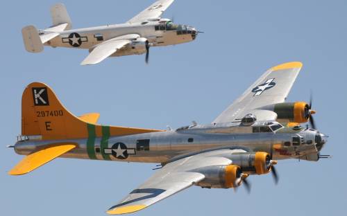 B-17G Flying Fortress and B25J Mitchell